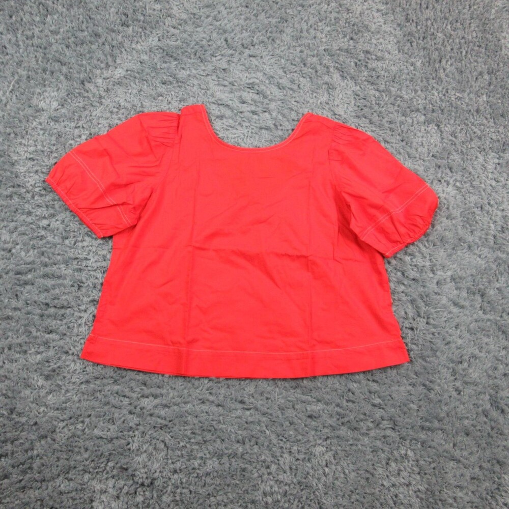 LOFT Shirt Womens Petite Large Short Sleeve Scoop Neck Puff Sleeve Blouse NWT